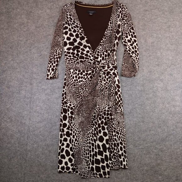 Laundry By Shelli Segal Dress Animal‎ Print Gathered Waist Womens Petite 6 - Picture 1 of 6